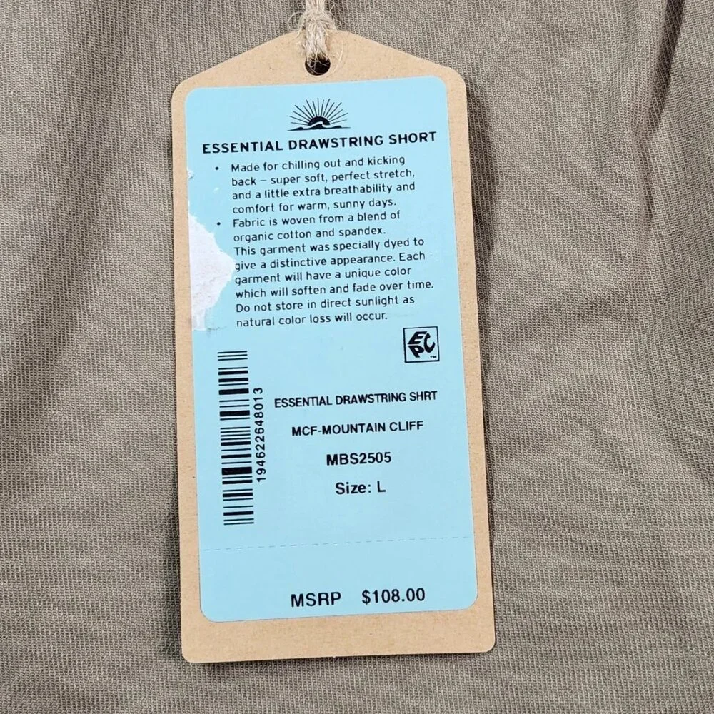 Faherty Men's Essential Drawstring Shorts Large Mountain cliff Organic Cotton